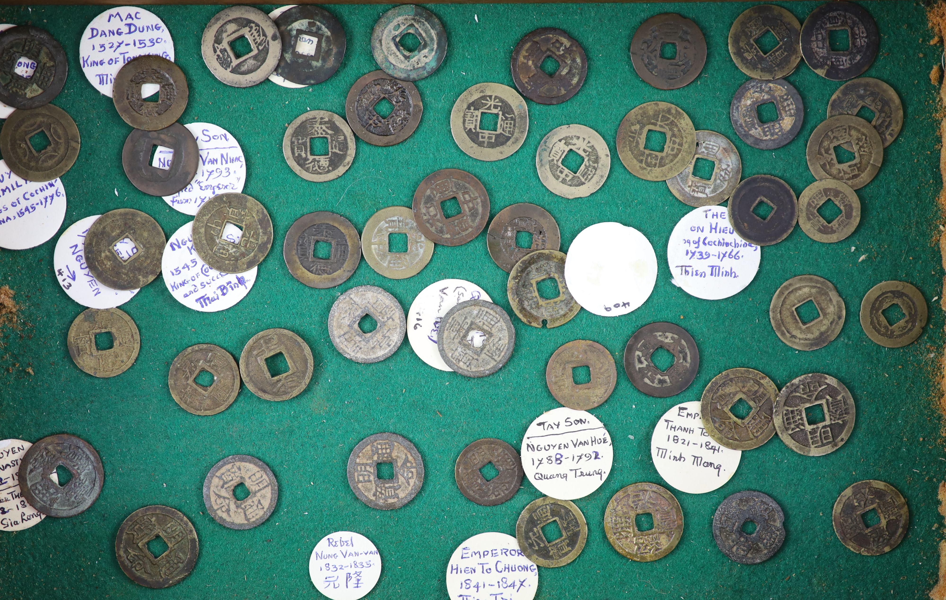 Vietnam, approx 78 Annam cash coins, Lê dynasty (980-1009) to Nguyen dynasty (1802–1945),